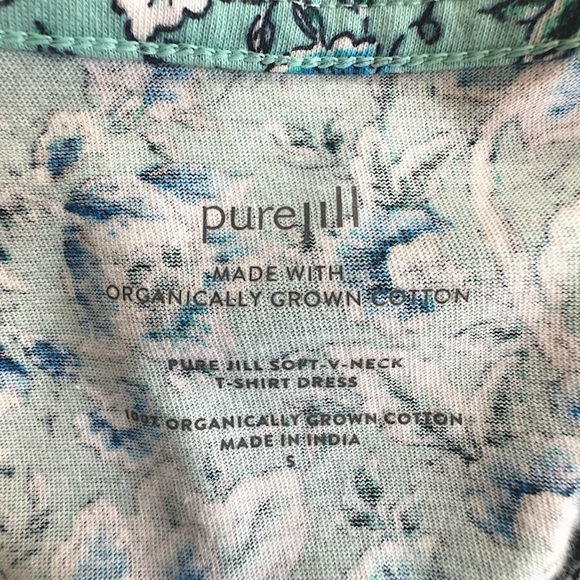 J JILL PURE JILL | NWOT SOFT V-NECK ORGANIC COTTON FLORAL T-SHIRT DRESS | SMALL - Picture 9 of 9